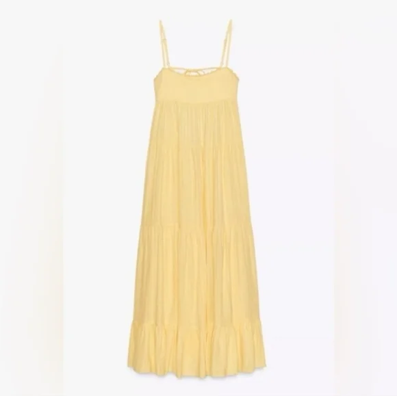 ZARA OPEN BACK MAXI DRESS YELLOW SIZE XL - Picture 8 of 11